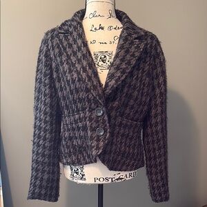 DKNY Black and Gray Houndstooth Jacket